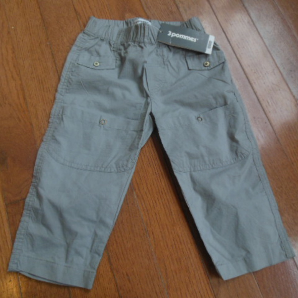 New! 3POMMES France 12M Gray Beach Day Pants